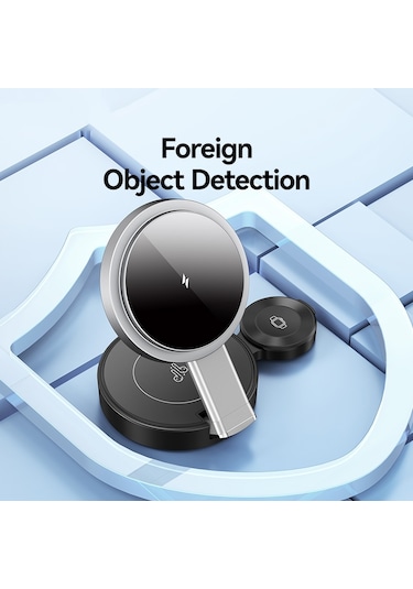 Usams Cd234 Katlanır 3'ü 1 Arada Manyetik Kablosuz Hızlı Şarj Cihazı Siyah