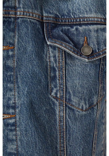 Haikure Renee Boxy Denim Ceket, Oversize Modern Kadın Jean Ceket Mavi