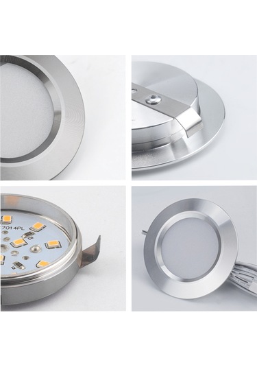 Xindoker Alüminyum Gömülü Dolap Lambası - 12 Adet Smd2835 Led Işık, 4000k Doğal Beyaz, 3w, Yumuşak Işık, 120 Açı, 55-60mm Delik Uyumlu Gümüş Gümüş