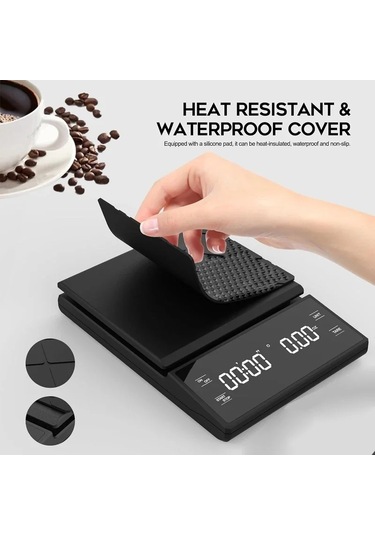3kg/0.1g Hassas Mutfak Terazisi, Zamanlayıcılı-fırınlama, Siyah