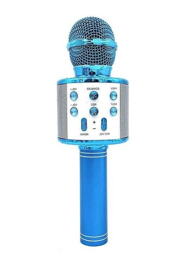 Besthome1 Mavi Kablosuz Bluetooth Mikrofon, 1200mah Pil, Led Işıklı Karaoke, Usb/sd Ses Çalıcı