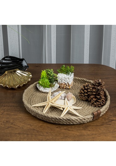 Naturalove Dekoratif Jüt Aksesuar Sepeti - Yuvarlak / Büyük Boy Kahverengi