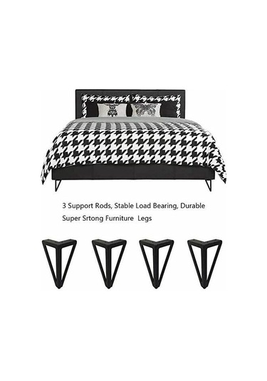 Mufunye 4'lü Yedek Mobilya Ayağı Paketi, 15cm, Üçgen, Siyah, Kendin Yap Masa Ayakları