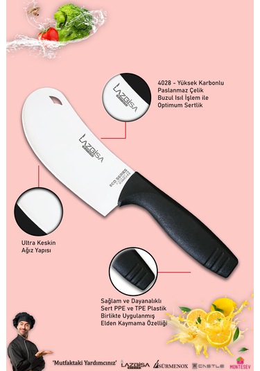 Eco Serisi Mutfak Bıçak Seti Et Sebze Börek 3 Lü Set Mft-1520 Siyah
