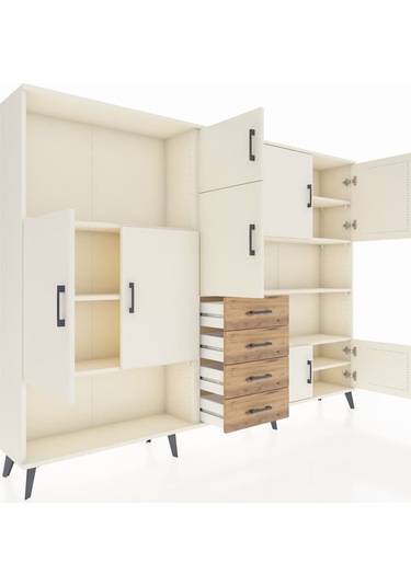 Arges Dolap 9 Raflı 4 Çekmeceli 8 Kapaklı 220x30x163 Aytaşı-aytaş Aytaşı-aytaşı/çam