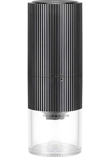 Createtech Taşınabilir Şarj Edilebilir Seramik Kahve Değirmeni - Ayarlanabilir Öğütme, Dokunmatik Led, French Press/drip, Siyah Siyah