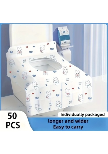 Willowhaven 50lu Yapışkanlı Portatif Klozet Kılıfı Sevimli Karakterli Banyo Aksesuarı Tekli Paket