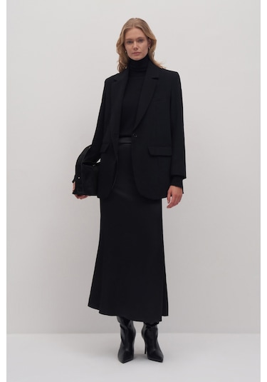 Siyah Lume Maxi Saten Etek Siyah