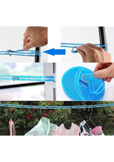 Ganzhoushop 2 Adet Rüzgar Geçirmez Çamaşır İpi Naylon Çamaşır İpi Taşınabilir Seyahat Çamaşır İpi Çok Renkli