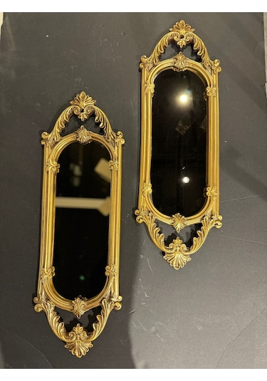Dekoratif Polyester Ikili Niş Dikdörtgen Ayna Takımı Polyester Gold