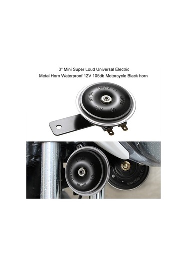 Createtech 12v Motosiklet Kornası - 105db Siyah Metal Korna