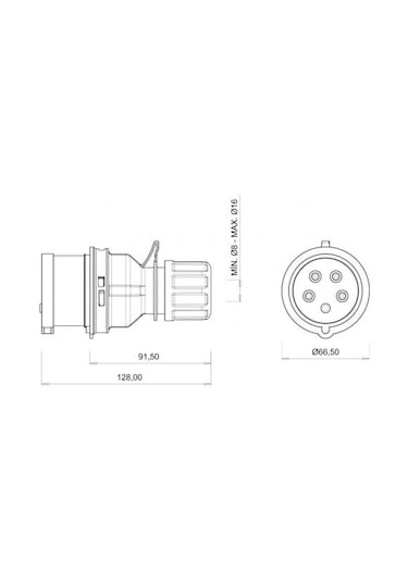 Bemis 5X16A Düz Seyyar Erkek Fiş IP 44 380 Volt BC1-1505-2011