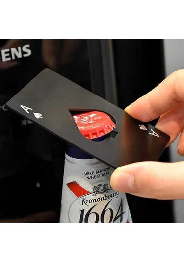 Fortunelane 20 Adet Siyah Çelik Poker Şekilli Şişe Açıcı - Kaliteli, Taşınabilir Set, Parti İçin Uygun Siyah