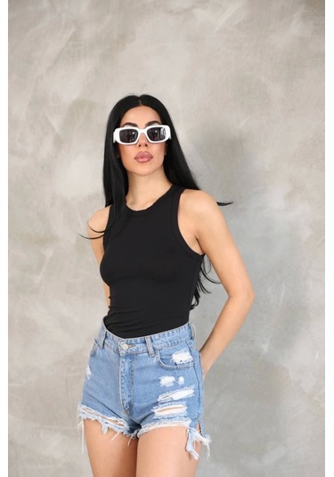 Gülsüm Aydın Kolsuz Badi Bluz - Siyah Siyah