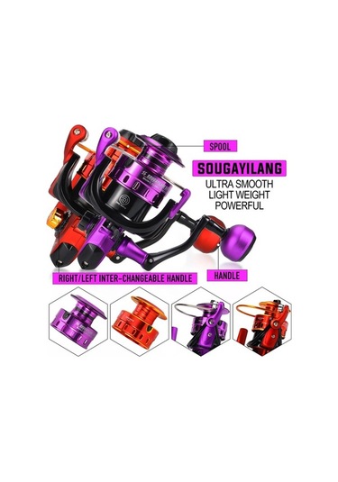 Pazly Mor 1000-5000 İplik Balıkçılık Makarası, 5.2:1 Dişli, 210g-251g, Su Ve Tatlı Su Balıkçılığı, 56935764 Kırmızı Mor Model, 5.2:1 Oranlı Balıkçılık Makarası