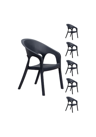 6 Adet Garden Antrasit Sandalye / Balkon-bahçe-teras Antrasit