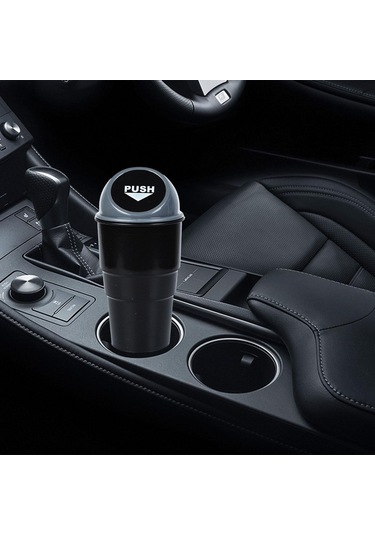 Suntek Genel Araba Bardak Tutucu Kapaklı Çöp Kovası Gri