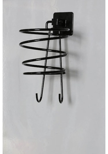 Alper Banyo Jasmin Kare Siyah Yapışkanlı Fön Makinesi Askısı Siyah