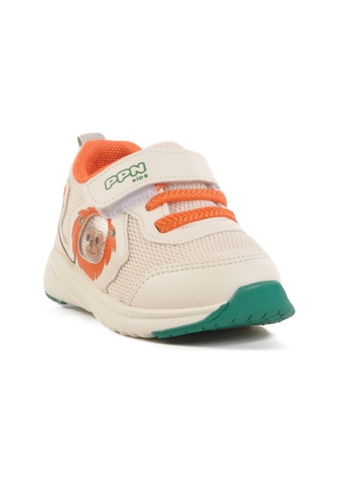 Krem Cırtlı Fileli Hafif Unisex Çocuk Spor Ayakkabı 1931 İ Krem-turuncu Krem - Turuncu