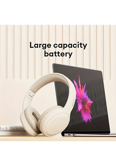 Willowhaven Lenovo Th30 Aerobeat Kablosuz Bluetooth Kulaklık Stüdyo Kalitesi Pil Beige White