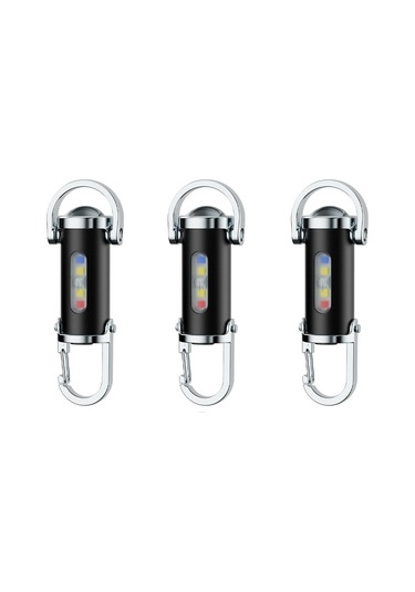 Yifomall Üçlü Siyah Taşınabilir Anahtar Zinciri Feneri, Şarj Edilebilir, Yedi Seviye Parlaklık Ayarlı, Outdoor Yürüyüş Ve Arama Işığı Siyah