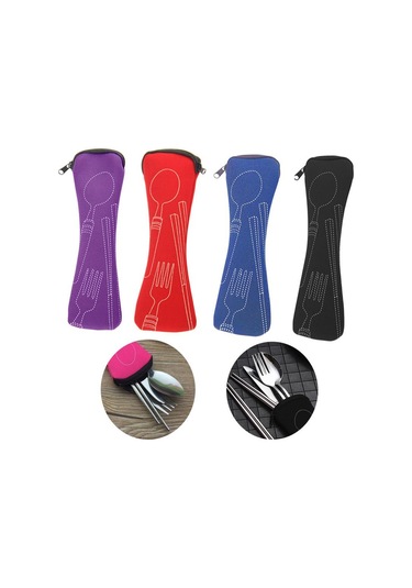 Mor Taşınabilir Sofra Çantası Çatal Saklama Çantası Seyahat Saklama Kutusu Piknik Çatal Kaşık Bıçak Kılıfı Çanta