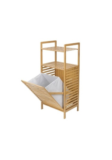 Lorin Bambu Sepetli Banyo Rafı Ahşap