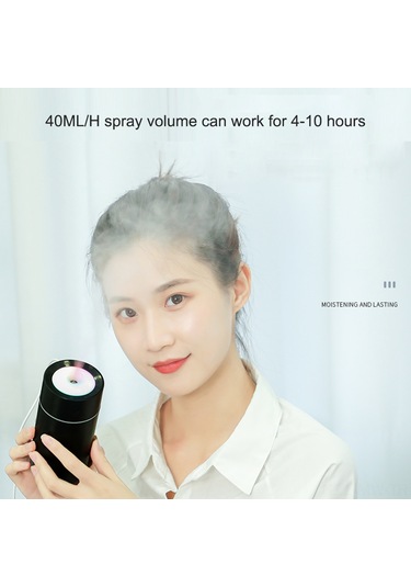 Moveevo Usb Nemlendirici Siyah 320ml Büyük Depo 40ml/saat Fırtına Miktarı Sessiz Çalışma 7 Renkli Gece Lambası Otomatik Kapatma