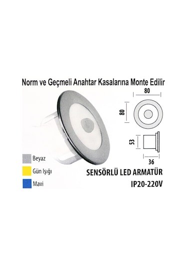 Sensörlü Led Armatür 3 Renk Seçenekli Krd09 Ip20 - 220V (428699082)