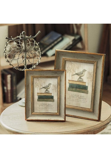 Kahverengi Ahşap Resim Çerçevesi Vintage Portre Fotoğraf Çerçeveleri Evlilik Yıldönümü Retro Manzara Posteri 6 İnch