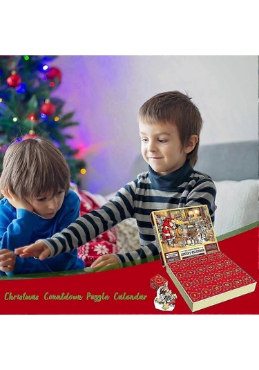 24 Parçalı Noel Advent Takvimi Kız Erkek 1008 Parçalı Noel Bulmaca Geri Sayım Takvimi