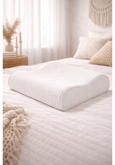 Microjelly Pamuklu Boyun Destekli 50 X 70 Cm Ergonomik Yastık Beyaz