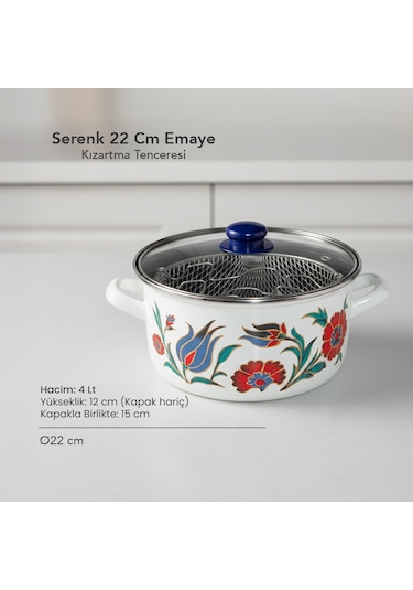 Serenk 22 Cm Emaye Kızartma Tenceresi Çok Renkli