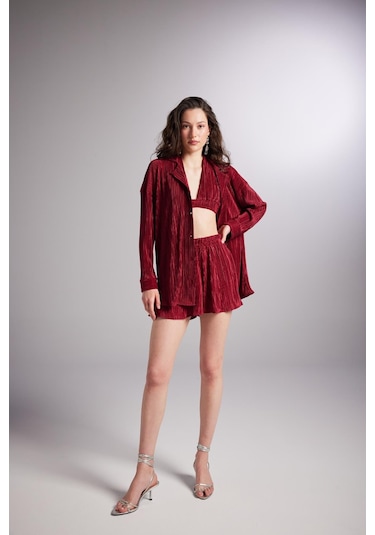 Holly Lolly Beli Lastikli Mini Comfy Şort Bordo