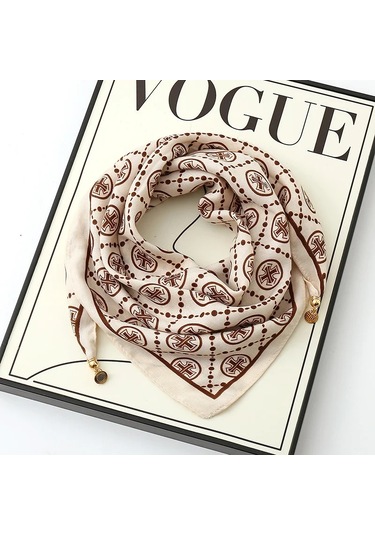 Prosperlink Lüks Manyetik Toka Çizgili İpek Eşarp - Kadın Bahar/sonbahar Moda Boyun Sarar Aksesuarone Sizekadın Peacock Blue