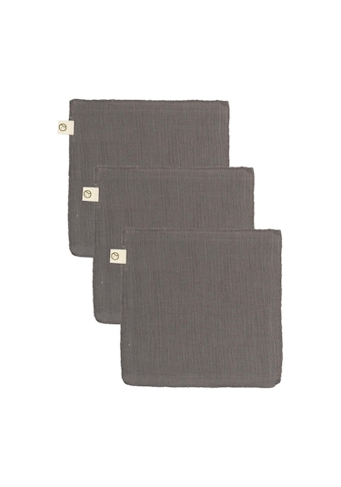 3'lü Müslin Ağız Bezi Yenidoğan Gri Organik Pamuk Gri