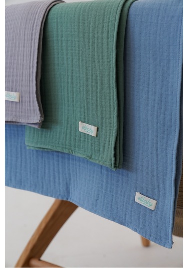 Pamuk 4 Katlı Müslin Battaniye Seti 3'lü Gri