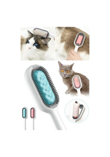 Pribor Kedi Köpek Masajlı Silikon Tüy Temizleme Toplama Fırçası, Islak Mendil Aparatlı