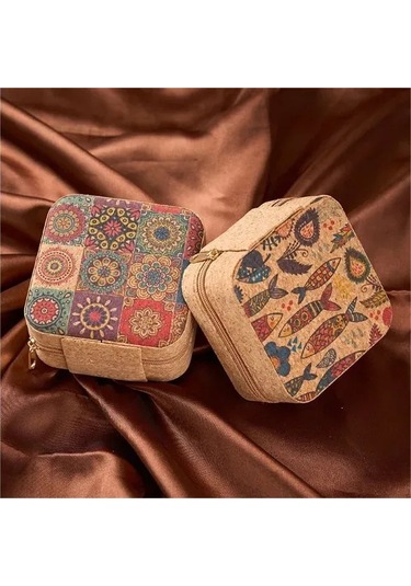 Kangvka Klasik Retro Desenli Ahşap Desenli Küçük Boyutlu Gümüş, Yüzük, Kolye Saklama Kutusu - Flanel İç Kaplama İle Zarf Kapanma Çok Renkli