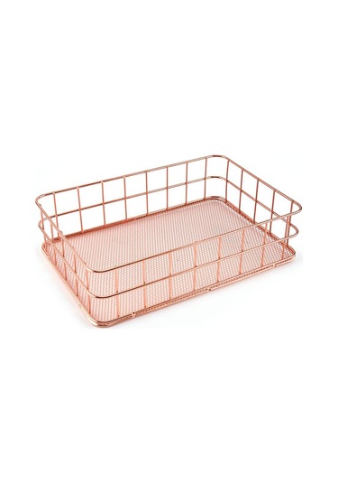 Gül Altın 24.5 16.5cm S/l Boyutu Depolama Sepeti Altın Demir Depolama Sepeti Çok Fonksiy Tel Örgü Masaüstü Depolama Sepet 56702251