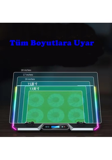 6 Fanlı Laptop Notebook Soğutucu Ledli 2 Usb Led Işıklı Dizüstü B