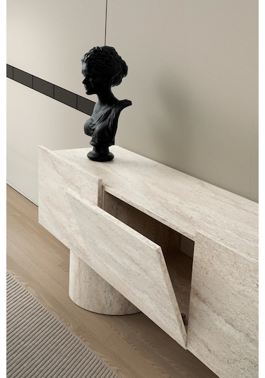 Tv Sehpası 3 Kapaklı Sidon 180cm Kurulu Gönderilir Bej