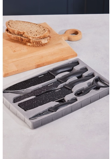 Karaca  Black Stone 6 Parça Makas ve Soyacaklı Bıçak Seti