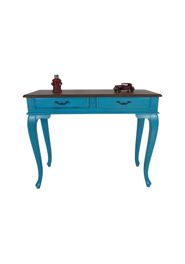 Masifart Ceviz Eskitme Tablalı Dresuar Mavi 120 Cm Eskitme  Patina Ceviz