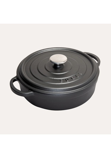 Sürel Mat Siyah Döküm Sığ Tencere 28 Cm. Mat Siyah