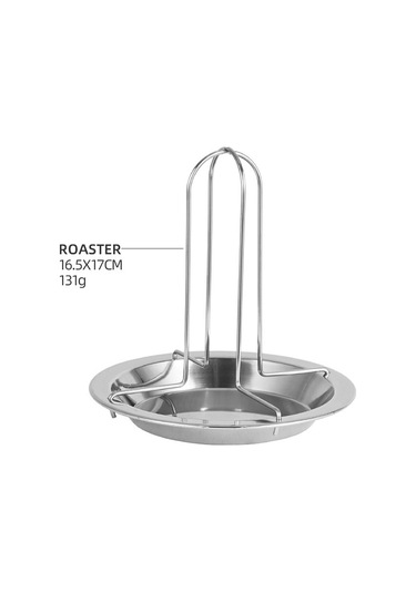 Konesam Dışarıda Kamp İçin Çelik Izgara, Tavuk Pişirme Tepsisi, Islak Et İçin Destekleyici, Lezzeti Artıran Füme Efekti Gümüş