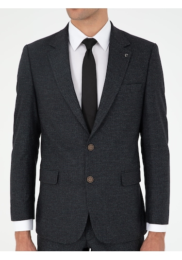 Cacharel Koyu Haki Slim Fit Yün Karışımlı Takım Elbise Yesıl