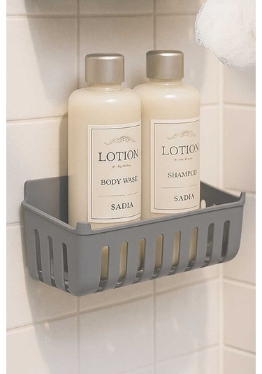 Primanova Deby 2'li Yapışkanlı Banyo Rafı Gri Gri