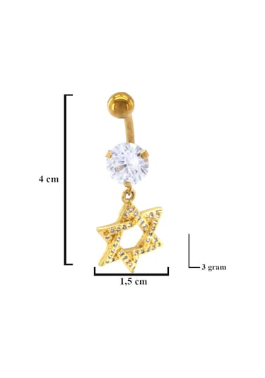 Ferizz Altın Kaplama Zirkon Taşlı Pentagram Piercing Prc-125 Altın