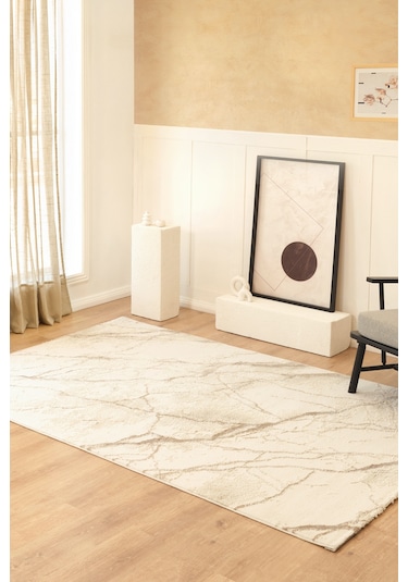 Kaşmir Halı 7/24 Sahara Blanca Bej 160x230 CM Salon Mutfak Halısı Kilim